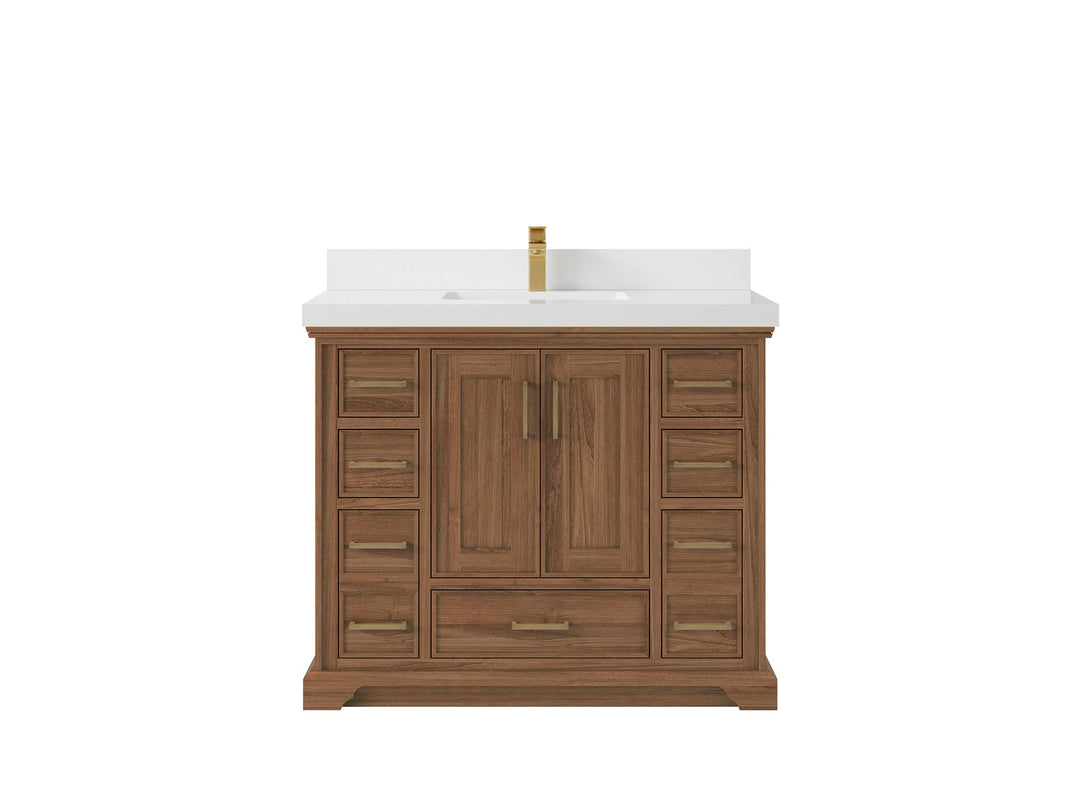 Charlotte 42 in. W x 22 in. D Single Sink Bathroom Teak Wood Vanity - Willow Bath and Vanity