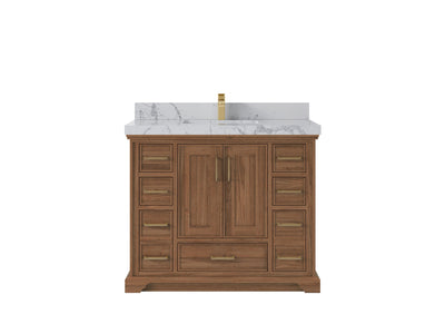 Charlotte 42 in. W x 22 in. D Single Sink Bathroom Teak Wood Vanity - Willow Bath and Vanity