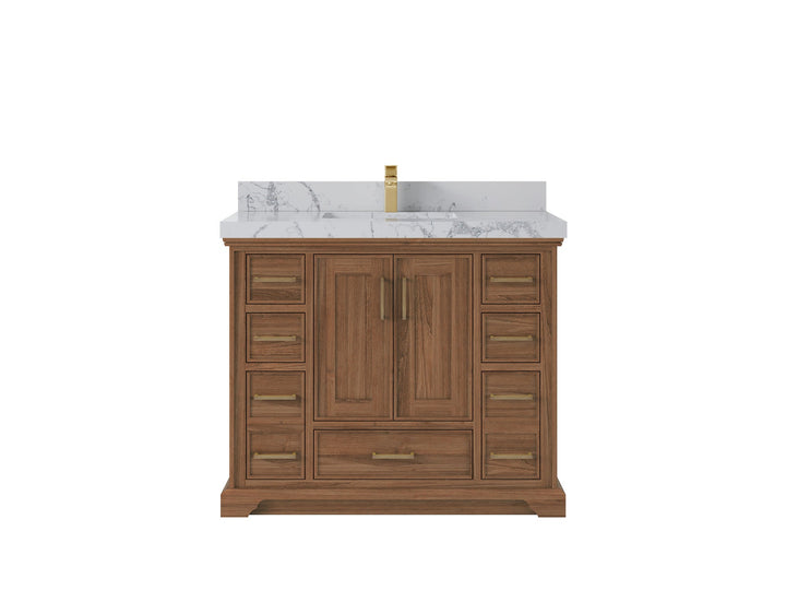 Charlotte 42 in. W x 22 in. D Single Sink Bathroom Teak Wood Vanity - photo 24