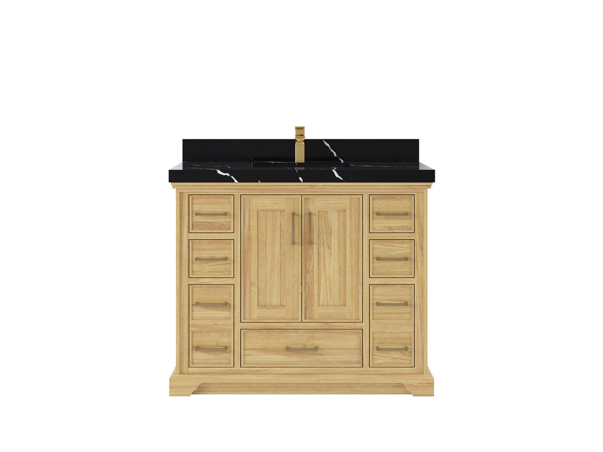Charlotte 42 in. W x 22 in. D Single Sink Bathroom Teak Wood Vanity - Willow Bath and Vanity