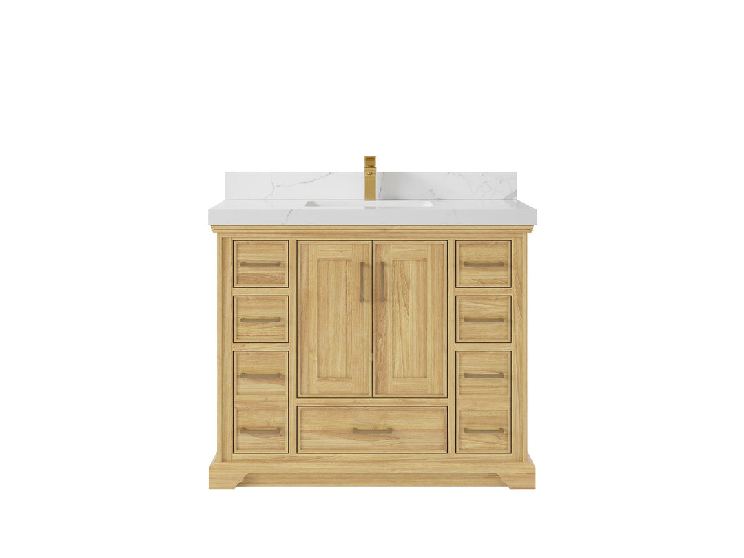 Charlotte 42 in. W x 22 in. D Single Sink Bathroom Teak Wood Vanity - Willow Bath and Vanity