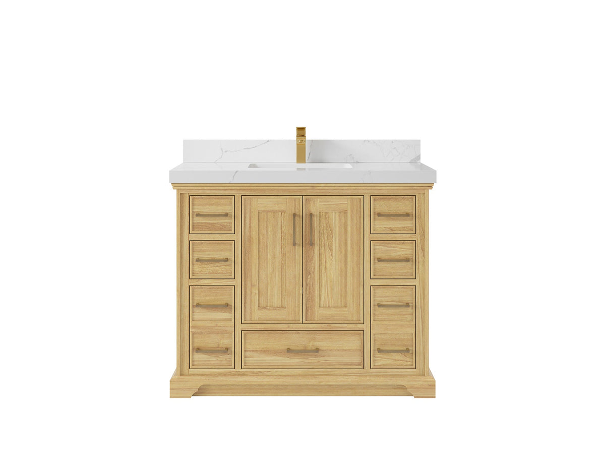 Charlotte 42 in. W x 22 in. D Single Sink Bathroom Teak Wood Vanity - Willow Bath and Vanity