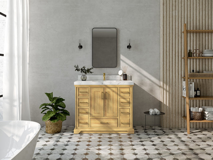 Charlotte 42 in. W x 22 in. D Single Sink Bathroom Teak Wood Vanity - photo 4