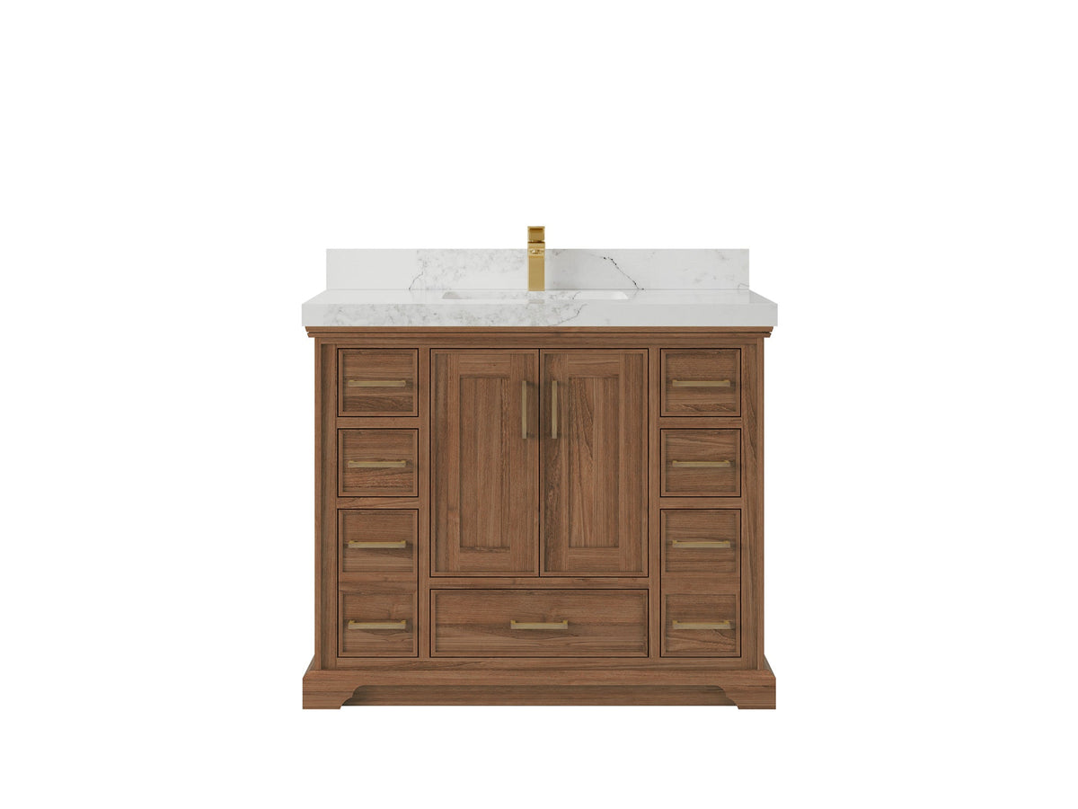 Charlotte 42 in. W x 22 in. D Single Sink Bathroom Teak Wood Vanity - Willow Bath and Vanity