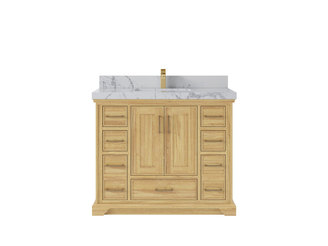 Charlotte 42 in. W x 22 in. D Single Sink Bathroom Teak Wood Vanity - Willow Bath and Vanity