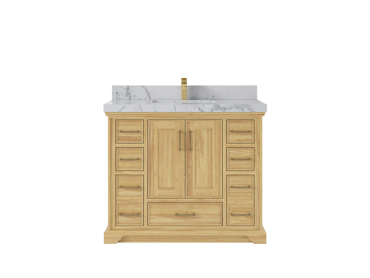Charlotte 42 in. W x 22 in. D Single Sink Bathroom Teak Wood Vanity - Willow Bath and Vanity