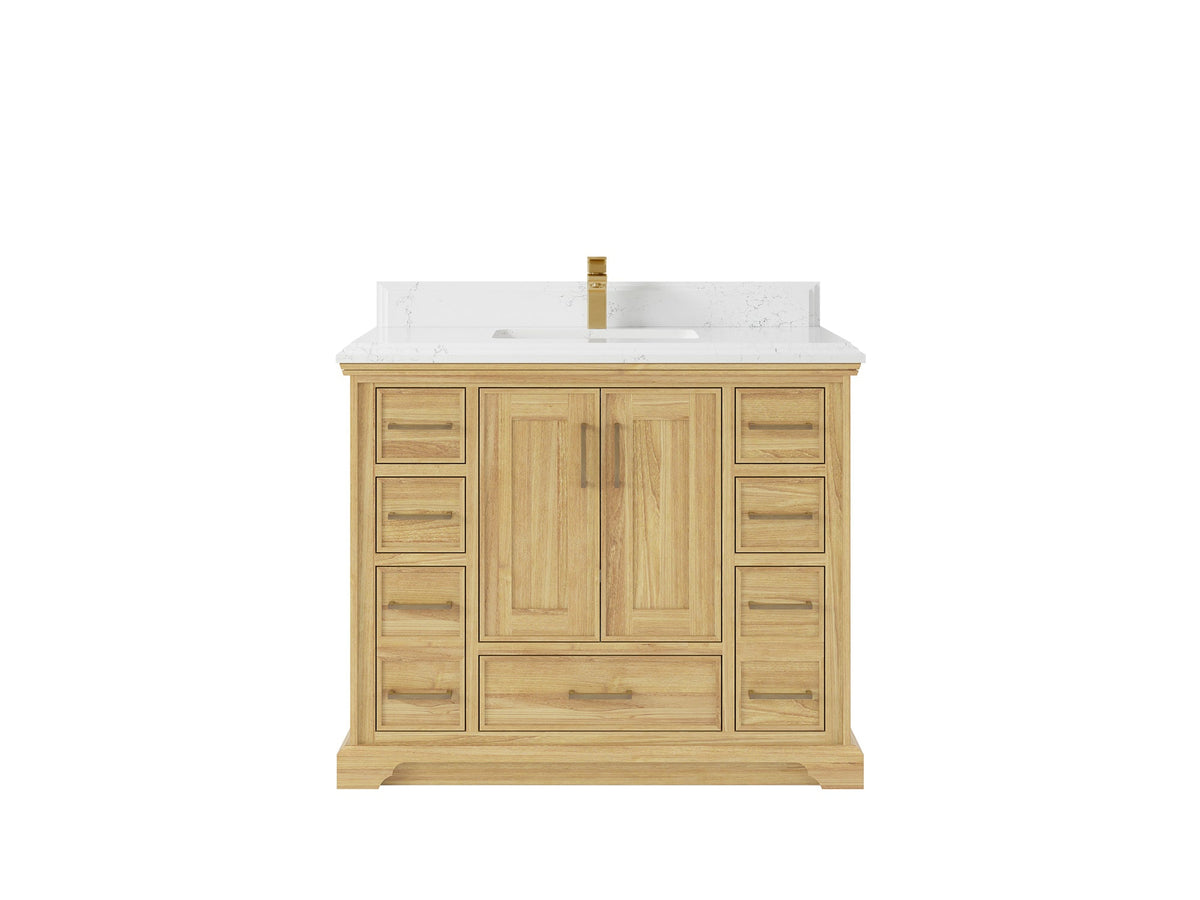Charlotte 42 in. W x 22 in. D Single Sink Bathroom Teak Wood Vanity - Willow Bath and Vanity