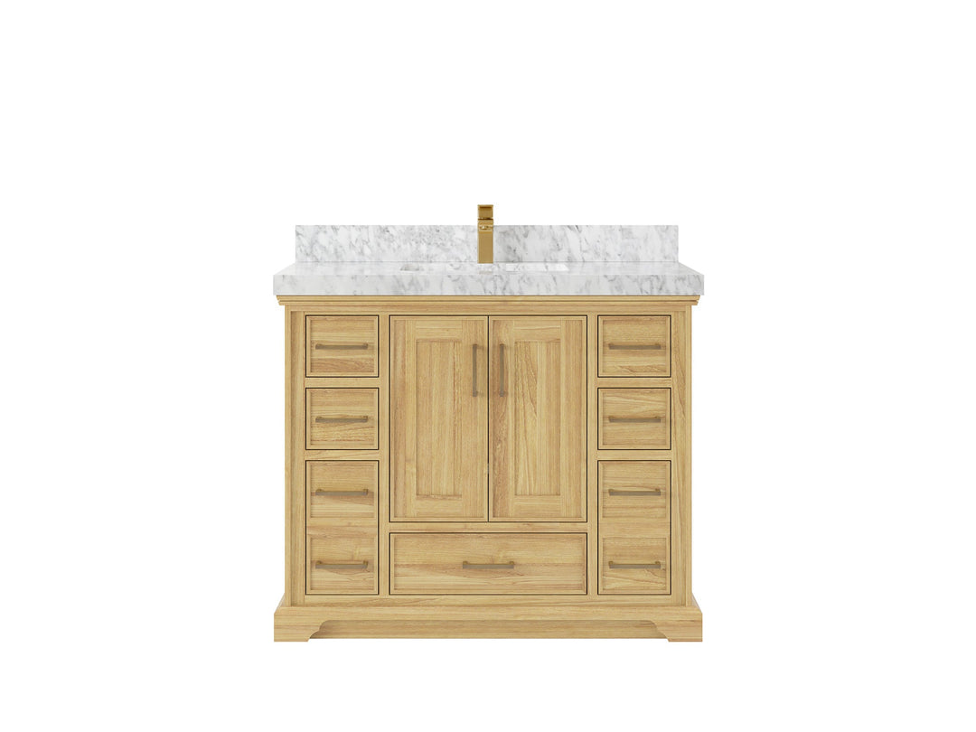 Charlotte 42 in. W x 22 in. D Single Sink Bathroom Teak Wood Vanity - Willow Bath and Vanity