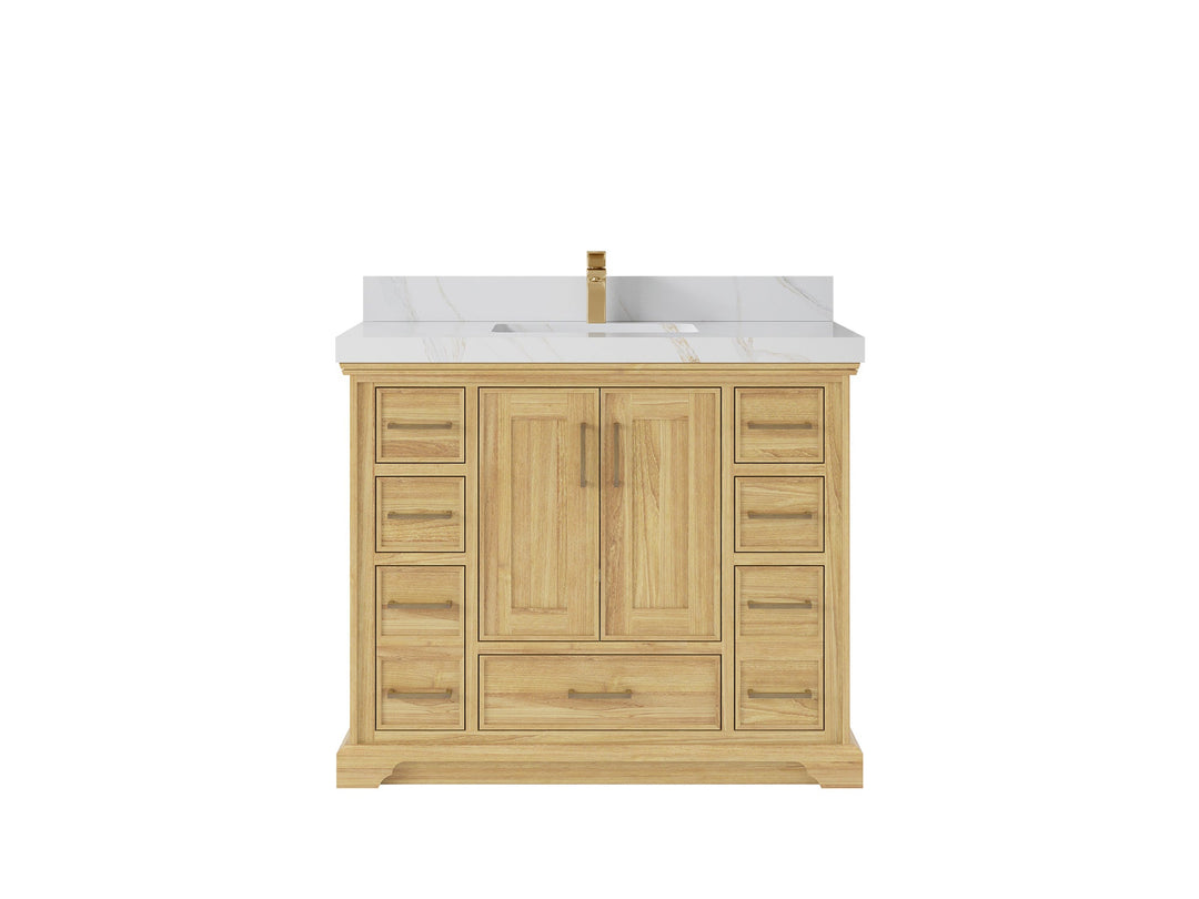 Charlotte 42 in. W x 22 in. D Single Sink Bathroom Teak Wood Vanity - Willow Bath and Vanity