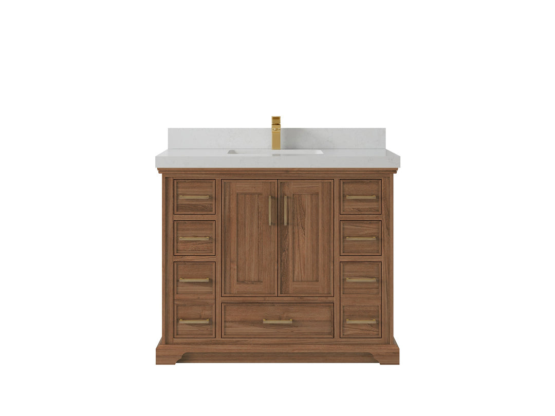 Charlotte 42 in. W x 22 in. D Single Sink Bathroom Teak Wood Vanity - Willow Bath and Vanity