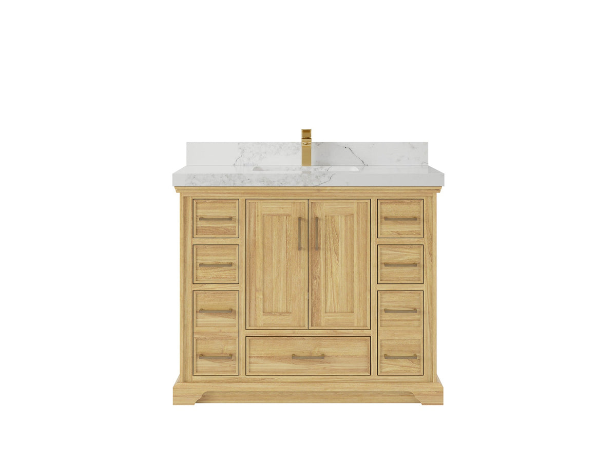 Charlotte 42 in. W x 22 in. D Single Sink Bathroom Teak Wood Vanity - Willow Bath and Vanity