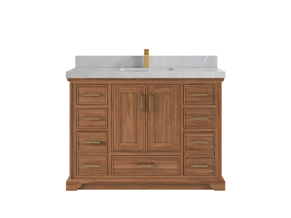 Charlotte 48 in. W x 22 in. D Single Sink Bathroom Teak Wood Vanity - Willow Bath and Vanity