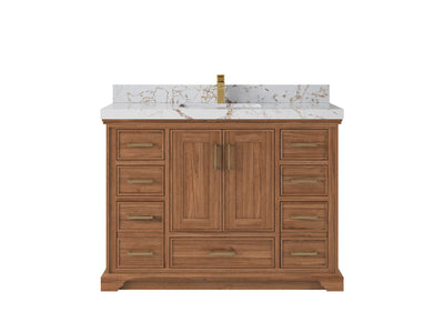 Charlotte 48 in. W x 22 in. D Single Sink Bathroom Teak Wood Vanity - Willow Bath and Vanity