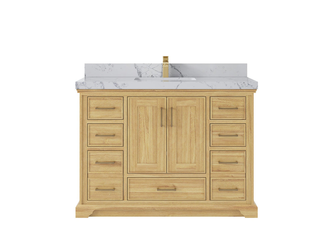 Charlotte 48 in. W x 22 in. D Single Sink Bathroom Teak Wood Vanity - Willow Bath and Vanity