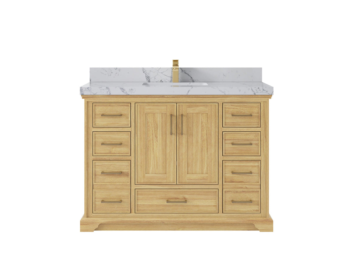Charlotte 48 in. W x 22 in. D Single Sink Bathroom Teak Wood Vanity - Willow Bath and Vanity
