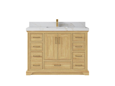 Charlotte 48 in. W x 22 in. D Single Sink Bathroom Teak Wood Vanity - Willow Bath and Vanity