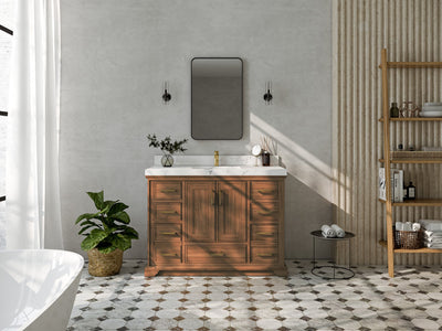 Charlotte 48 in. W x 22 in. D Single Sink Bathroom Teak Wood Vanity - Willow Bath and Vanity
