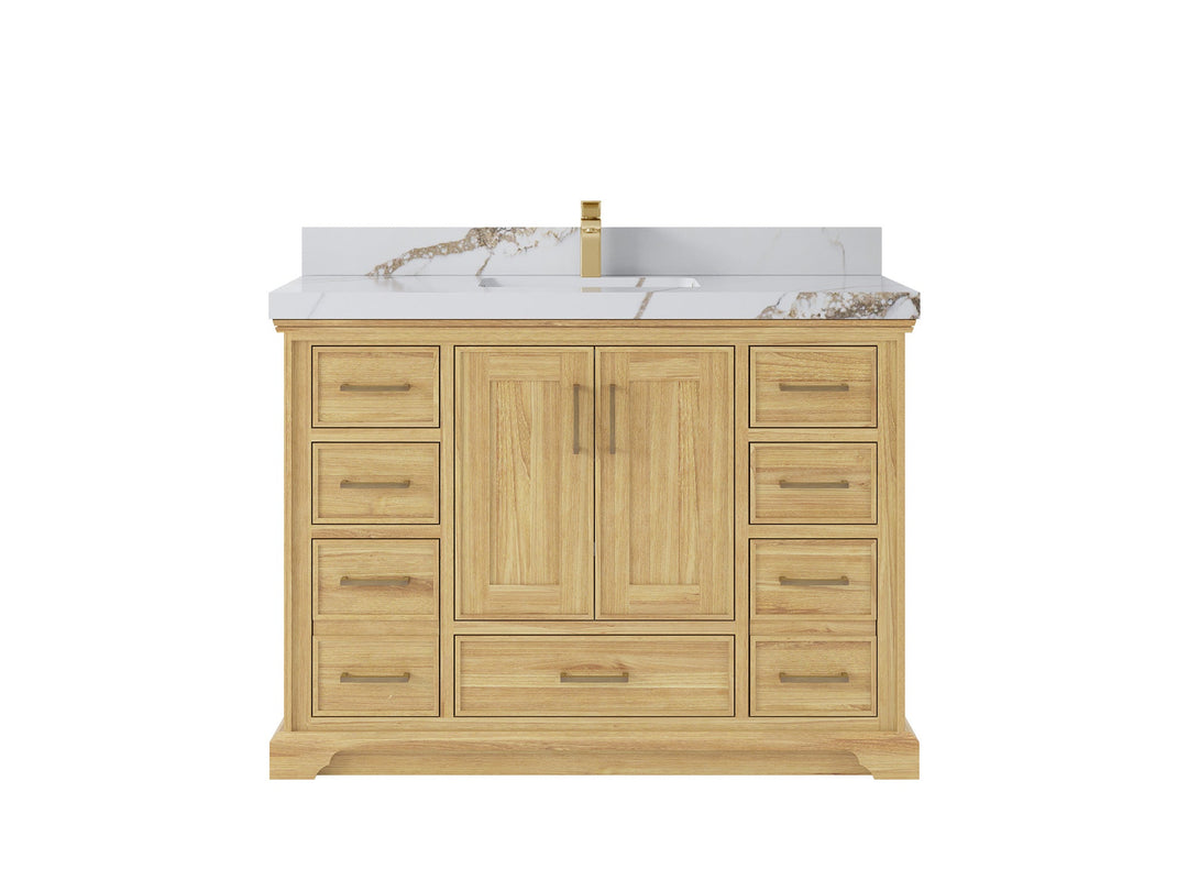 Charlotte 48 in. W x 22 in. D Single Sink Bathroom Teak Wood Vanity - Willow Bath and Vanity