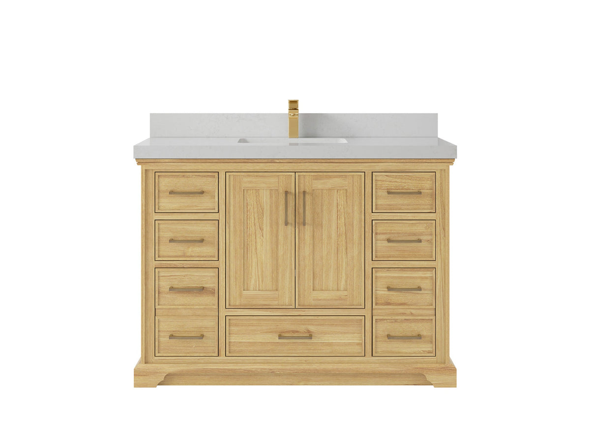 Charlotte 48 in. W x 22 in. D Single Sink Bathroom Teak Wood Vanity - Willow Bath and Vanity