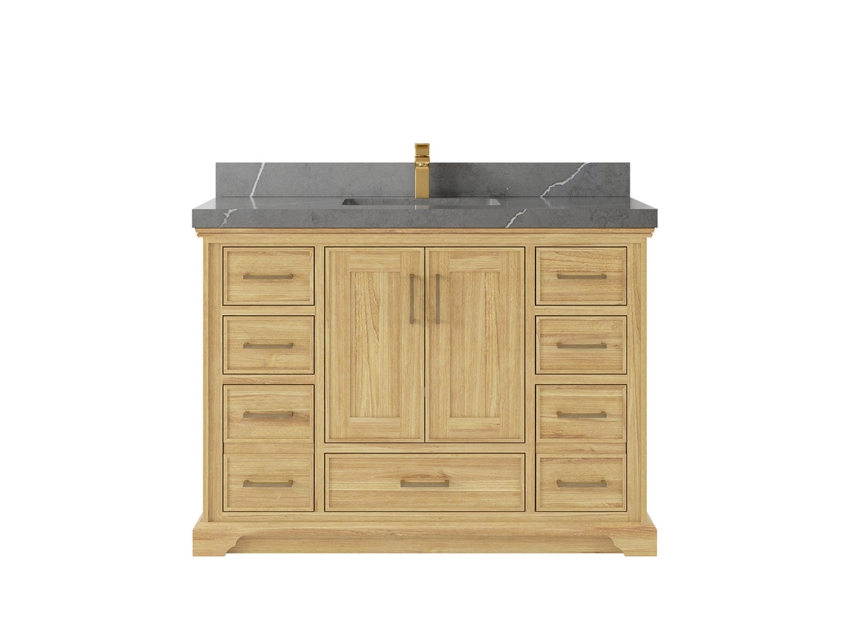 Charlotte 48 in. W x 22 in. D Single Sink Bathroom Teak Wood Vanity - Willow Bath and Vanity