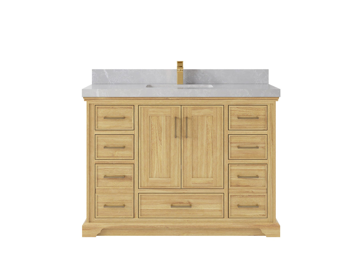 Charlotte 48 in. W x 22 in. D Single Sink Bathroom Teak Wood Vanity - Willow Bath and Vanity