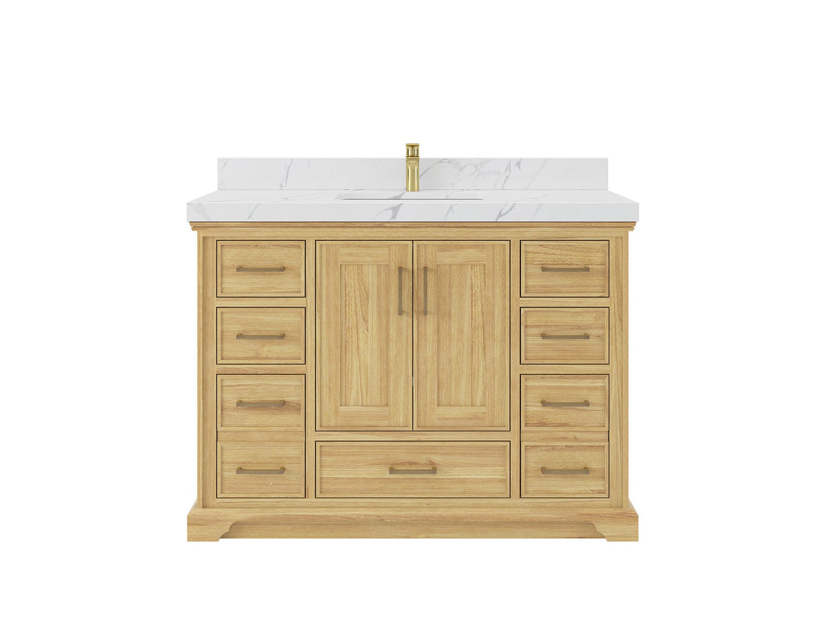 Charlotte 48 in. W x 22 in. D Single Sink Bathroom Teak Wood Vanity - Willow Bath and Vanity