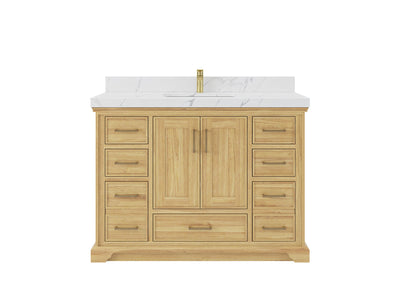 Charlotte 48 in. W x 22 in. D Single Sink Bathroom Teak Wood Vanity - Willow Bath and Vanity