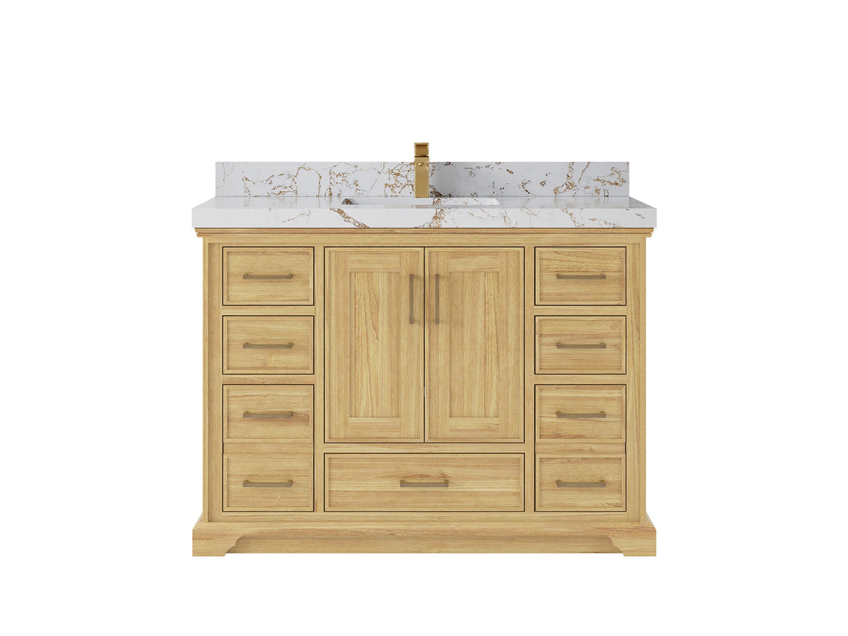 Charlotte 48 in. W x 22 in. D Single Sink Bathroom Teak Wood Vanity - Willow Bath and Vanity