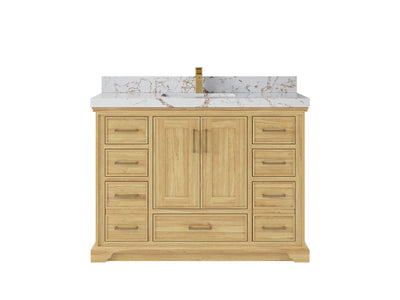 Charlotte 48 in. W x 22 in. D Single Sink Bathroom Teak Wood Vanity - Willow Bath and Vanity