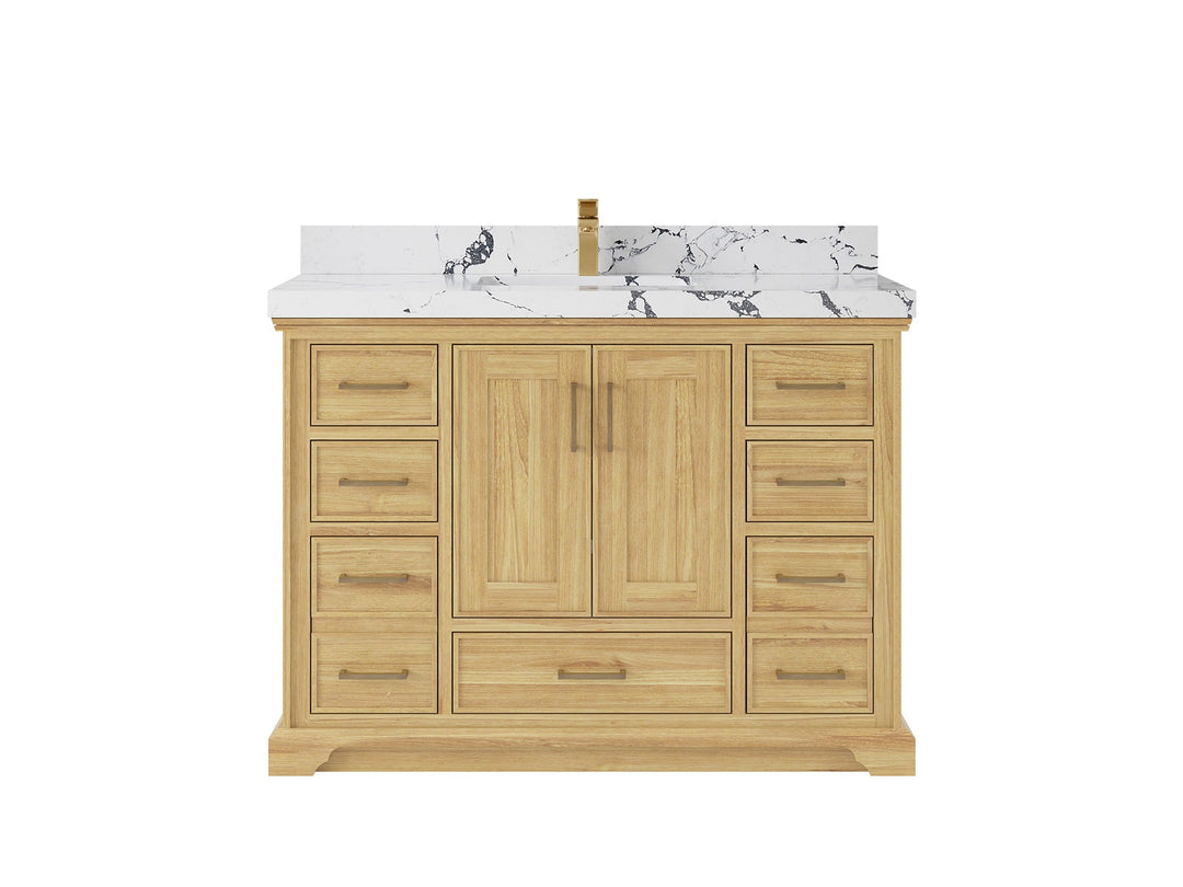 Charlotte 48 in. W x 22 in. D Single Sink Bathroom Teak Wood Vanity - Willow Bath and Vanity