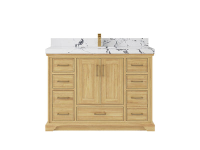 Charlotte 48 in. W x 22 in. D Single Sink Bathroom Teak Wood Vanity - Willow Bath and Vanity