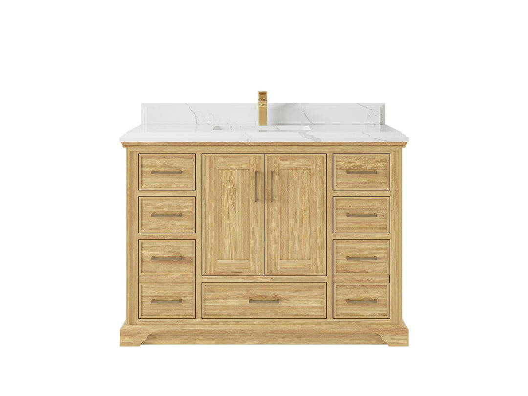 Charlotte 48 in. W x 22 in. D Single Sink Bathroom Teak Wood Vanity - Willow Bath and Vanity