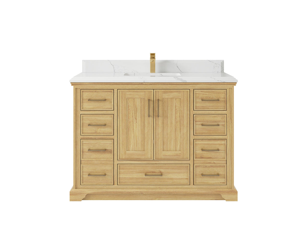 Charlotte 48 in. W x 22 in. D Single Sink Bathroom Teak Wood Vanity - Willow Bath and Vanity