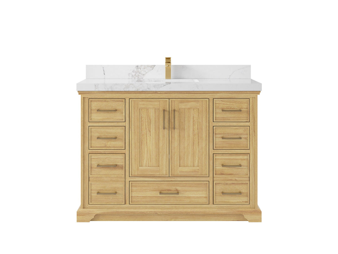 Charlotte 48 in. W x 22 in. D Single Sink Bathroom Teak Wood Vanity - Willow Bath and Vanity