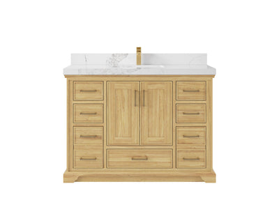 Charlotte 48 in. W x 22 in. D Single Sink Bathroom Teak Wood Vanity - Willow Bath and Vanity