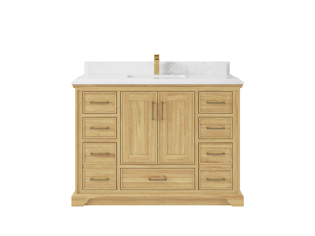 Charlotte 48 in. W x 22 in. D Single Sink Bathroom Teak Wood Vanity - Willow Bath and Vanity