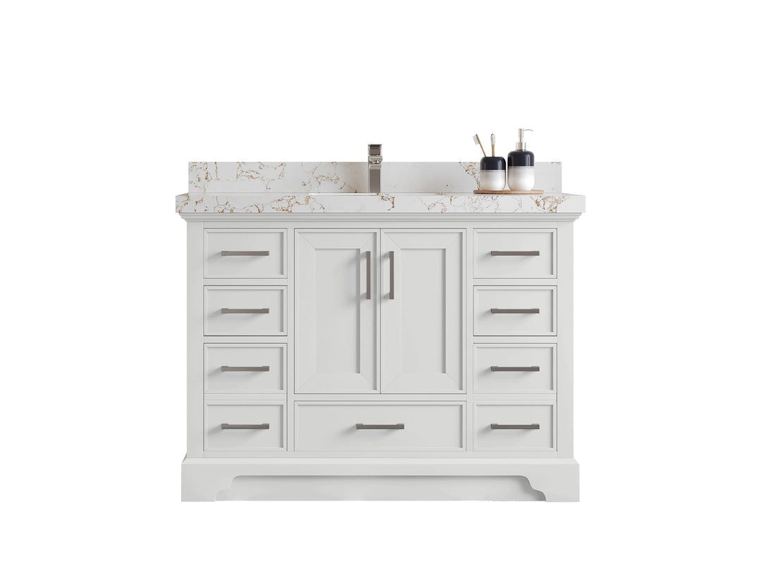 Charlotte Slim Shaker Bathroom Vanity – White Oak, Teak Wood, Painted with Quartz & Marble or Taj Mahal Quarzite - photo 32