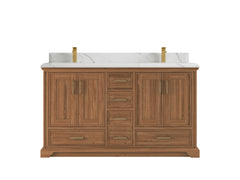 Charlotte 60 in. W x 22 in. D Double Sink Bathroom Teak Wood Vanity - photo 15