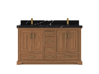 Charlotte 60 in. W x 22 in. D Double Sink Bathroom Teak Wood Vanity - Willow Bath and Vanity