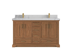 Charlotte 60 in. W x 22 in. D Double Sink Bathroom Teak Wood Vanity - photo 24