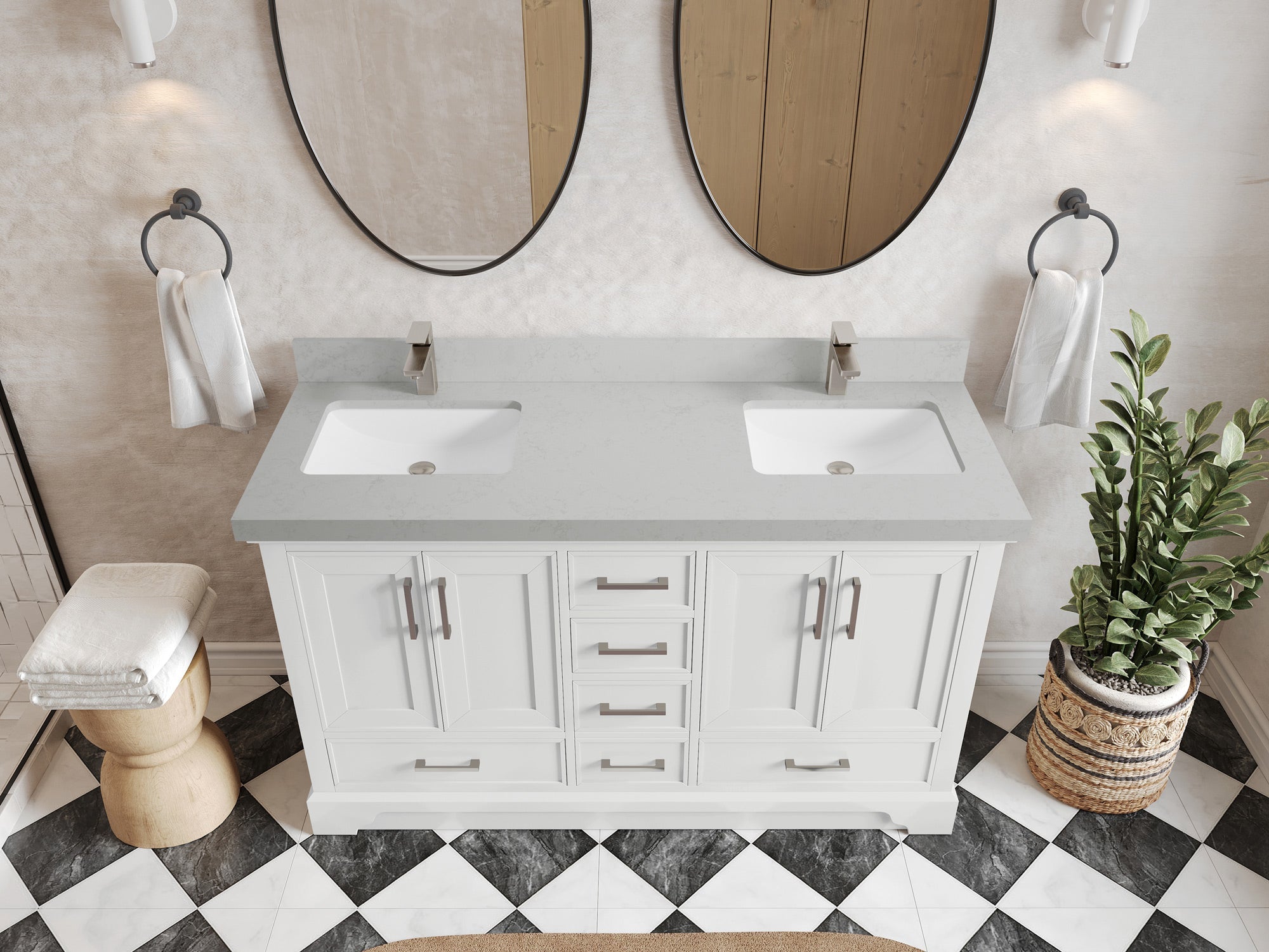 Charlotte 60 in. W x 22 in. D Double Sink Bathroom Vanity - Willow Bath and Vanity