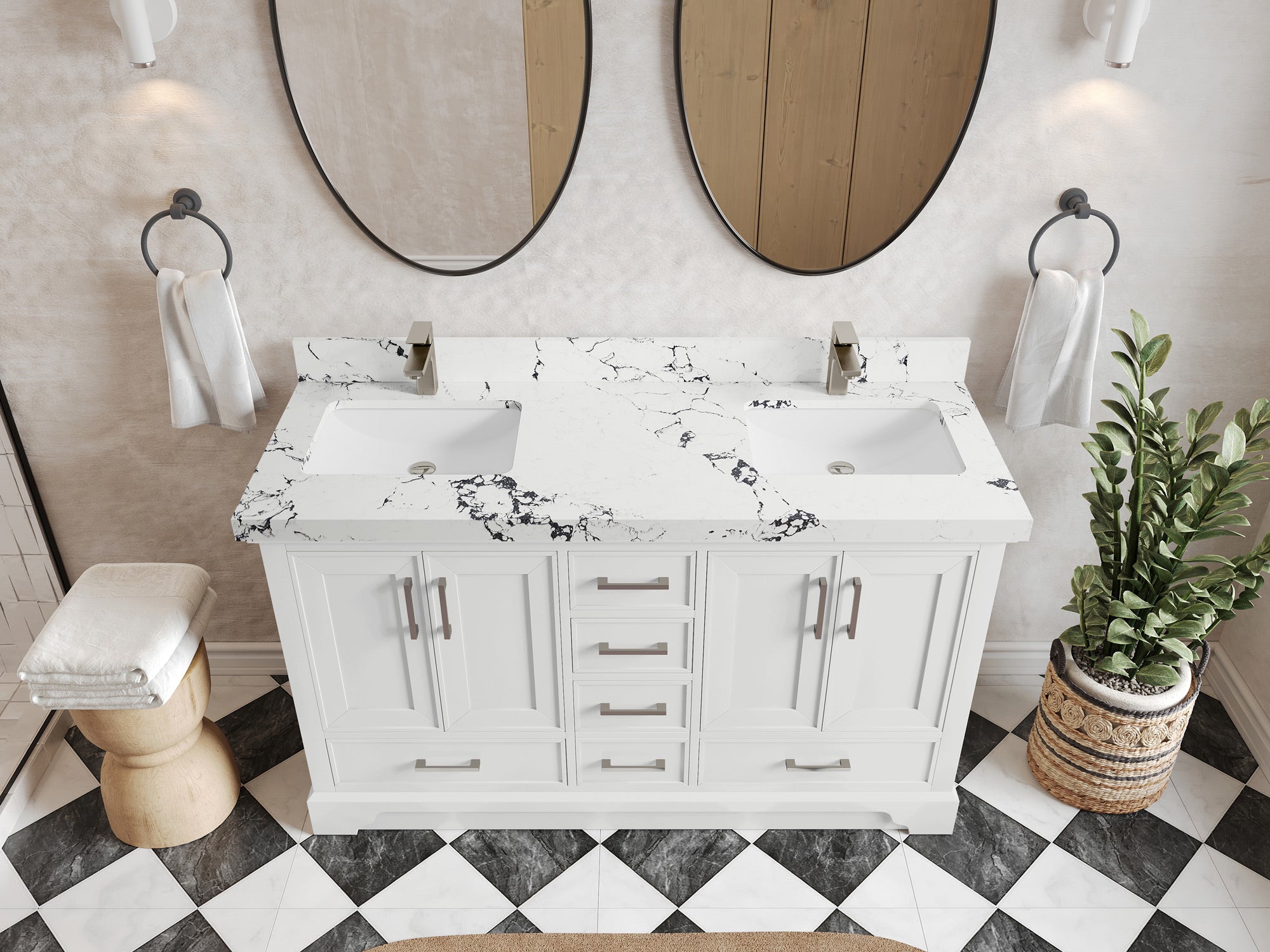 Charlotte 60 in. W x 22 in. D Double Sink Bathroom Vanity - Willow Bath and Vanity