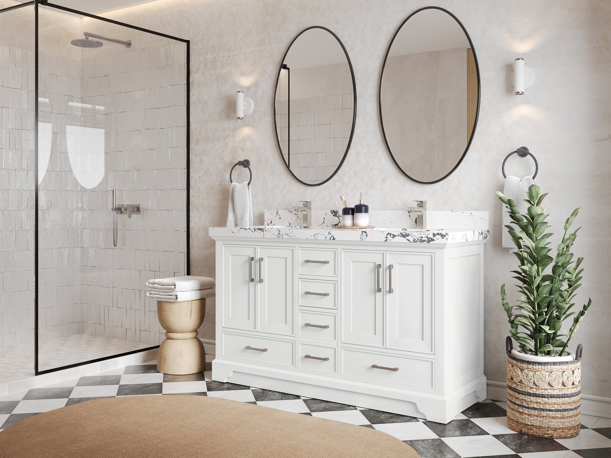 Charlotte 60 in. W x 22 in. D Double Sink Bathroom Vanity - Willow Bath and Vanity