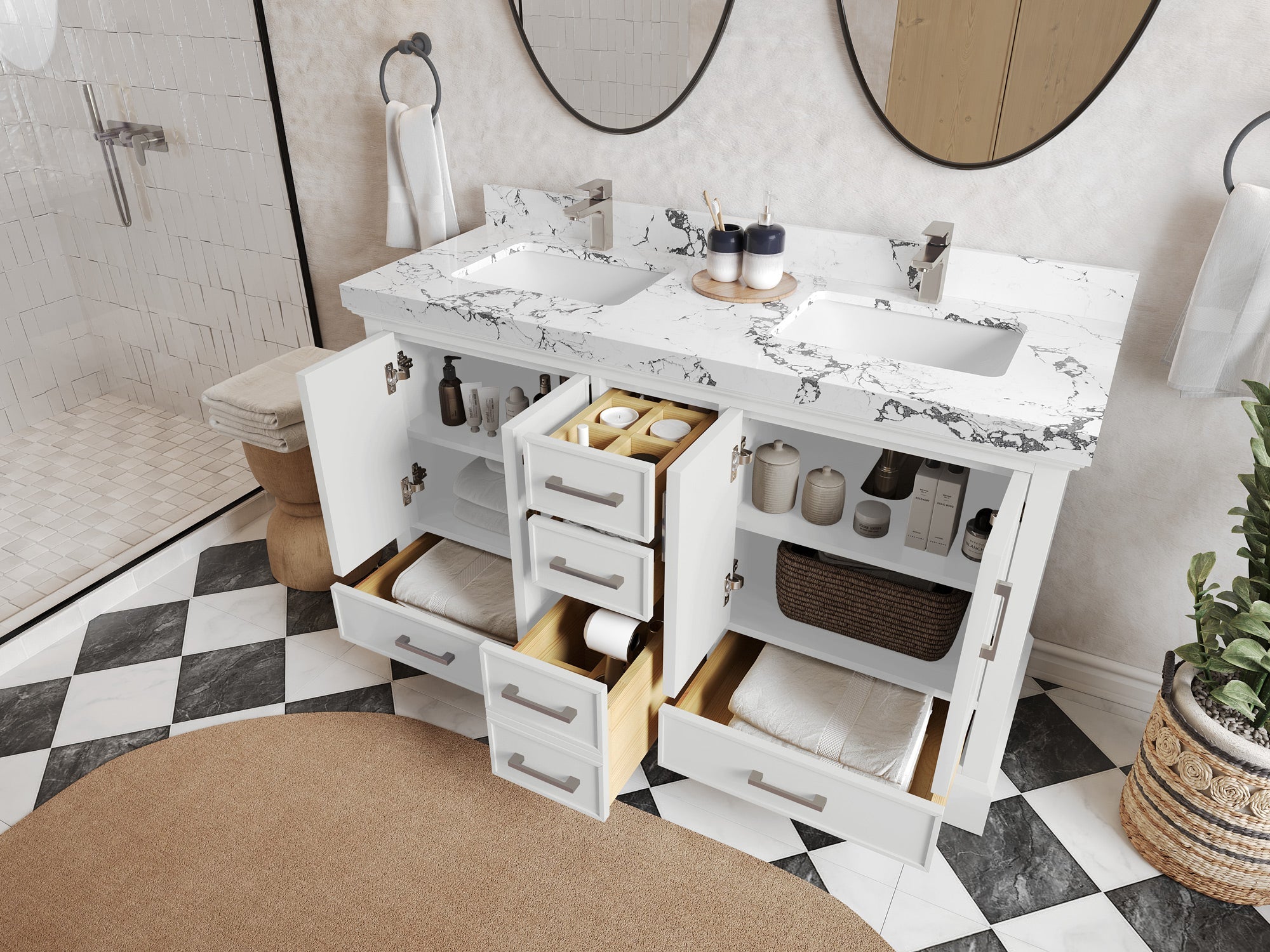 Charlotte 60 in. W x 22 in. D Double Sink Bathroom Vanity - Willow Bath and Vanity