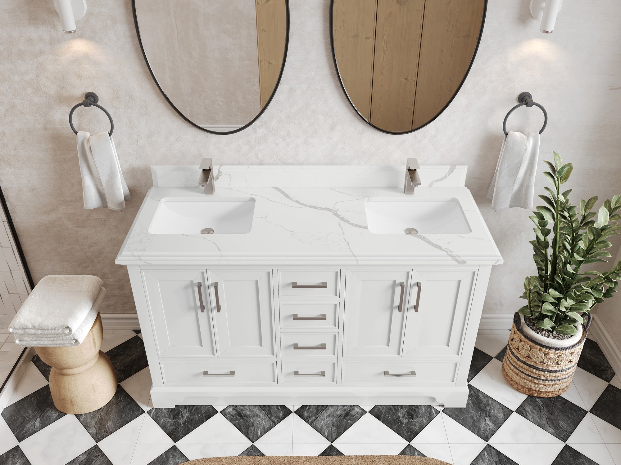 Charlotte 60 in. W x 22 in. D Double Sink Bathroom Vanity - Willow Bath and Vanity
