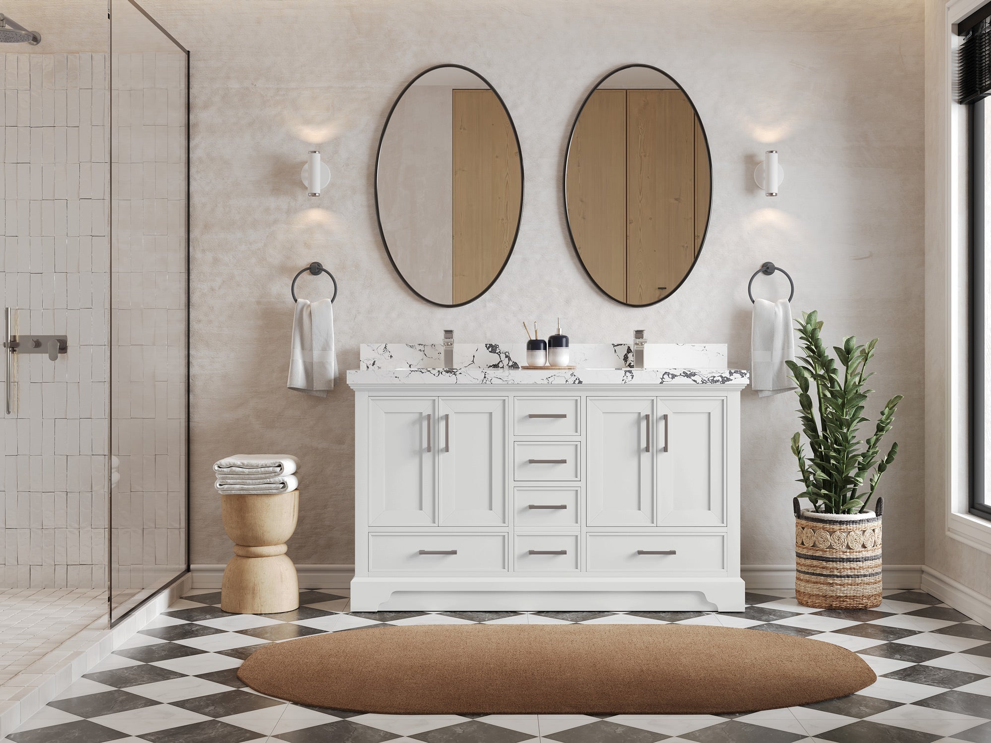 Charlotte 60 in. W x 22 in. D Double Sink Bathroom Vanity - Willow Bath and Vanity