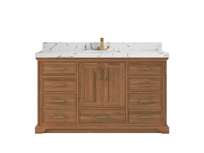 Charlotte 60 in. W x 22 in. D Single Sink Bathroom Teak Wood Vanity - Willow Bath and Vanity