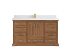 Charlotte 60 in. W x 22 in. D Single Sink Bathroom Teak Wood Vanity - photo 25