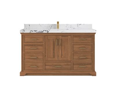 Charlotte 60 in. W x 22 in. D Single Sink Bathroom Teak Wood Vanity - Willow Bath and Vanity