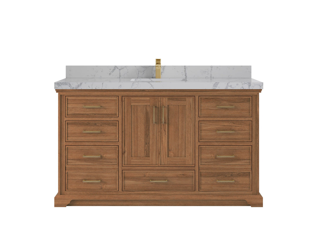 Charlotte 60 in. W x 22 in. D Single Sink Bathroom Teak Wood Vanity - Willow Bath and Vanity